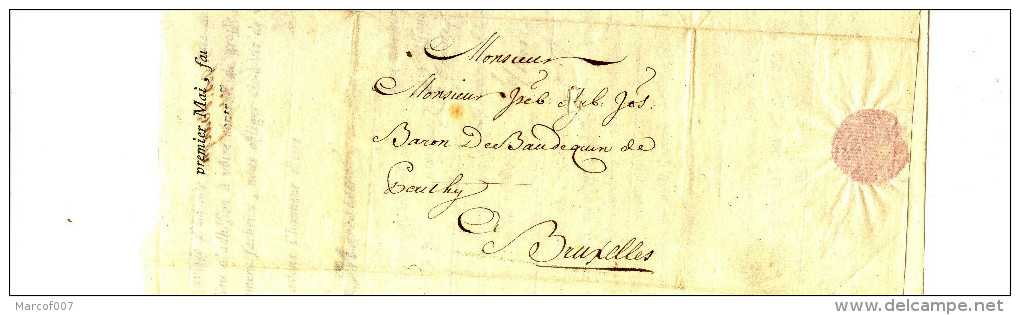 MARINE - ANVERS POUR BXL 1784 - BARON BAUDEQUIN DE COUTHY - BARON DE BORREKENS - Manuscrits