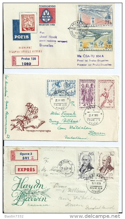 1958/59 Tsjechoslowakije 5x R-cover,Registered Letter - Brieven En Documenten