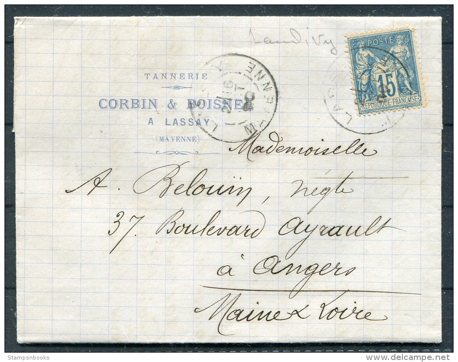 1890 France Tannerie Corbin &amp; Boisnel Lassay Mayenne Tannery Entire Letter - Usines & Industries