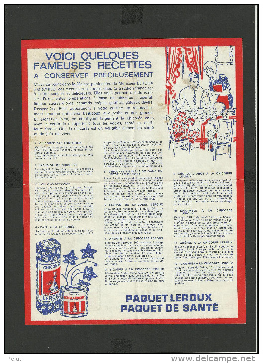 Feuillet Publicitaire  Chicorée LEROUX Orchies - Publicidad