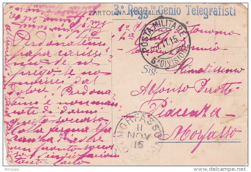 Italy 1915 Military Mail, Postale Militare 5a Divisione, 30 Reggimento Genio Telegrafisti - Marcophilia