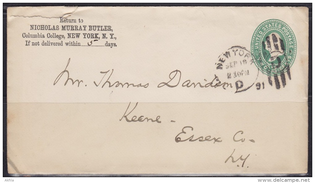 5661. USA, 1891, Postal Stationery - Sonstige & Ohne Zuordnung
