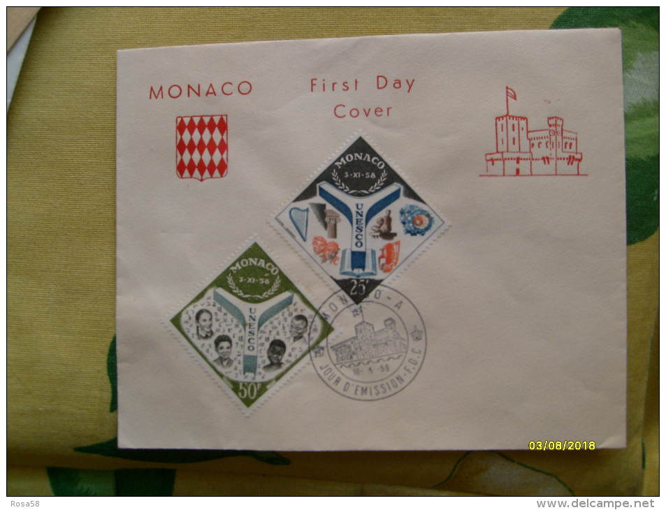 16.5.1959 First Day Cover UNESCO Su Busta Ufficiale N.2 Valori 25 E 50 Franchi - Briefe U. Dokumente