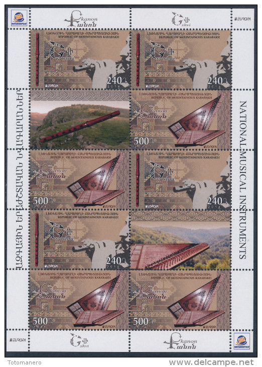 KARABAKH/Bergkarabach Mountainous Karabakh, EUROPA 2014 "National Music Instruments" COMBI SHEET** - 2014