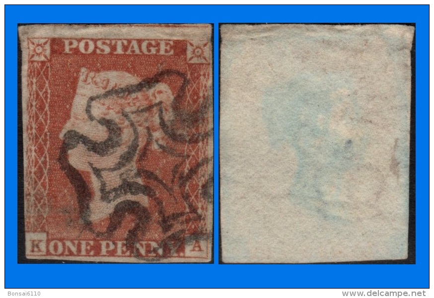 GB 1841-0124, QV 1d Pale Red-Brown Letters K-A SG9 Plate 21 (Spec BS10b), MC Cancel - Used Stamps