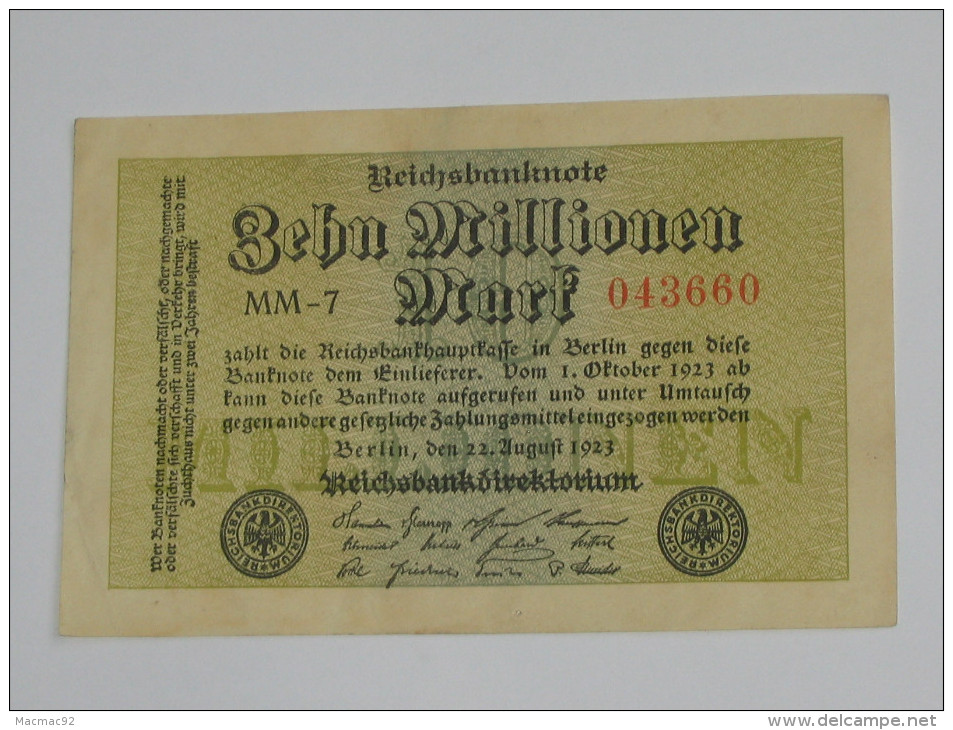 10 000 000 Zehn Millionen  Mark  Berlin 1923  - Germany  - Allemagne *** EN ACHAT IMMEDIAT *** - 10 Mio. Mark