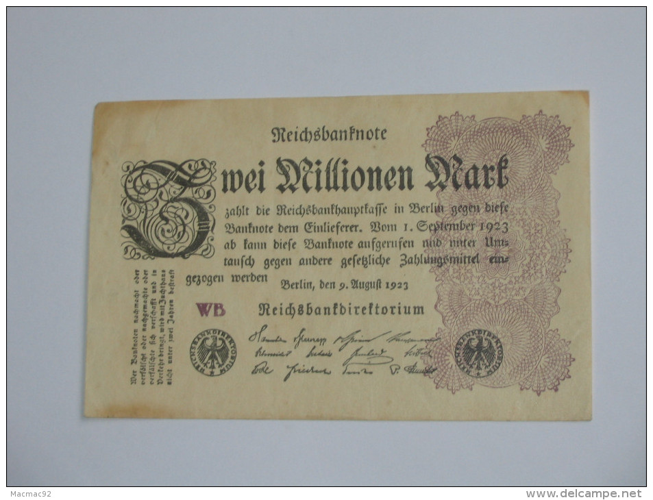 2 000 000 Zwei Millionen Mark 1923 -  Reichsbanknote - Germany - Allemagne **** EN ACHAT IMMEDIAT **** - 2 Miljoen Mark