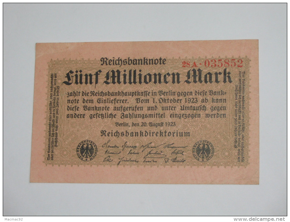 2 000 000 Zwei Millionen Mark 1923 -  Reichsbanknote - Germany - Allemagne **** EN ACHAT IMMEDIAT **** - 5 Millionen Mark