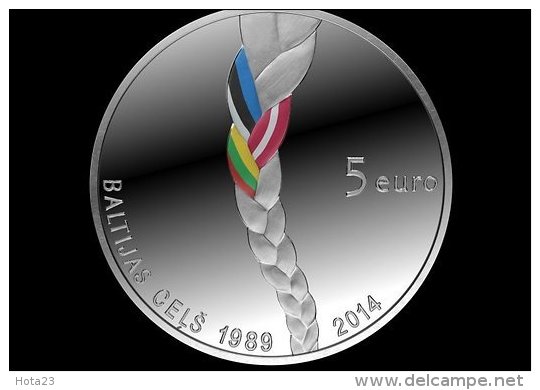 5 EURO Latvia Baltic Way 25year Latvian ,Lithuania Estonia Silver Coin Proof Box - Lettonie