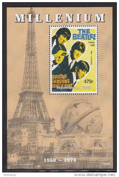 Chad MNH Millenium Souvenir Sheet 475fr 1964 The Beatles - Unauthorized - Musique