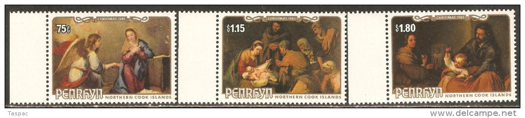 Penrhyn 1985 Mi# 430-432 ** MNH - Christmas / Paintings By Murillo - Penrhyn