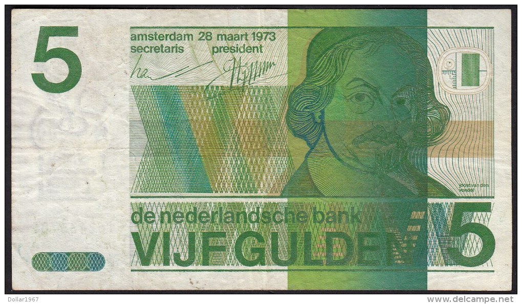 Pays Bas-Netherlands  5 Gulden " Vondel II " 28-3-1973  -NR:5162433786 - 5 Florín Holandés (gulden)