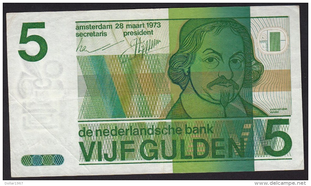 Pays Bas-Netherlands  5 Gulden " Vondel II " 28-3-1973  -NR:5136046722 - 5 Florín Holandés (gulden)