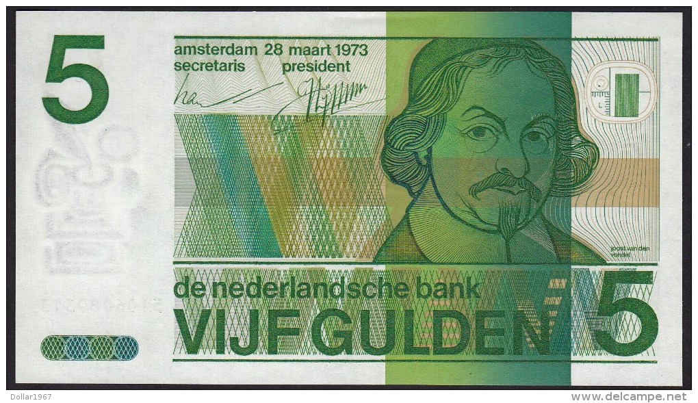 Pays Bas-Netherlands  5 Gulden " Vondel II " 28-3-1973  -NR:5106089313 - 5 Florín Holandés (gulden)