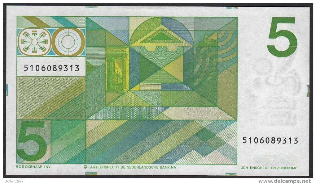 Pays Bas-Netherlands  5 Gulden " Vondel II " 28-3-1973  -NR:5106089313 - 5 Florín Holandés (gulden)