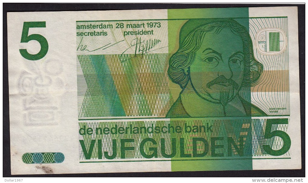 Pays Bas-Netherlands  5 Gulden " Vondel II " 28-3-1973  -NR:4996411371 - 5 Gulden