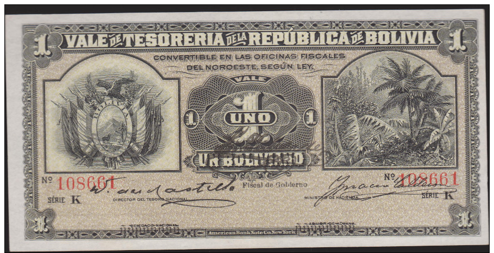 1902 BOLIVIA1 PESO 1902 AU-UNC VERY NICE - Bolivie