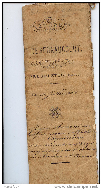 BRUGELETTE - 1879 - NOTAIRE DE REGNAUCOURT - N. Berlangé - M. RENARD - F. RENARD - 8 PAGES - Manuscrits