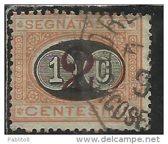 ITALIA REGNO ITALY KINGDOM 1890 1891 SEGNATASSE TAXES DUE TASSE MASCHERINE CENT. 10 SU 2 USATO USED - Strafport