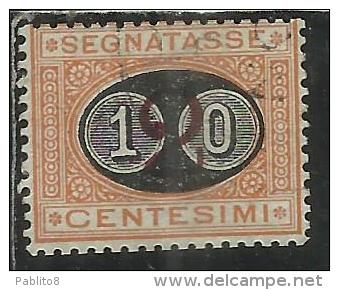 ITALIA REGNO ITALY KINGDOM 1890 1891 SEGNATASSE TAXES DUE TASSE MASCHERINE CENT. 10 SU 2 USATO USED - Strafport