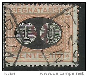 ITALIA REGNO ITALY KINGDOM 1890 1891 SEGNATASSE TAXES DUE TASSE MASCHERINE CENT. 10 SU 2 USATO USED - Strafport