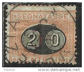 ITALIA REGNO ITALY KINGDOM 1890 1891 SEGNATASSE TAXES DUE TASSE MASCHERINE CENT. 20 SU 1 USATO USED - Taxe