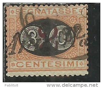 ITALIA REGNO ITALY KINGDOM 1890 1891 SEGNATASSE TAXES DUE TASSE MASCHERINE CENT. 30 SU 2 USATO USED - Postage Due