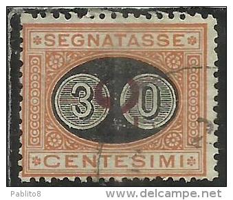 ITALIA REGNO ITALY KINGDOM 1890 1891 SEGNATASSE TAXES DUE TASSE MASCHERINE CENT. 30 SU 2 USATO USED - Portomarken