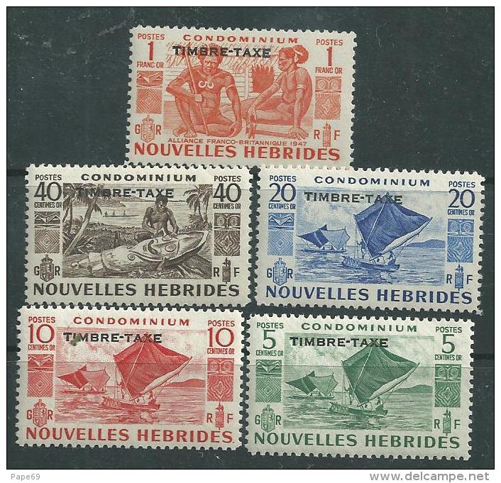 Nouvelles Hébrides Taxe N° 26 / 30  XX  Surcharge Française  La Série Des 5 Valeurs Sans  Charnière, TB - Unused Stamps