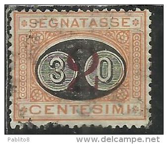 ITALIA REGNO ITALY KINGDOM 1890 1891 SEGNATASSE TAXES DUE TASSE MASCHERINE CENT. 30 SU 2 USATO USED - Portomarken