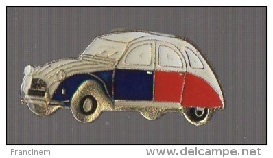 Pin's Voiture Citroen 2 CV Chevaux (bleue, Blanche, Rouge) - Citroën