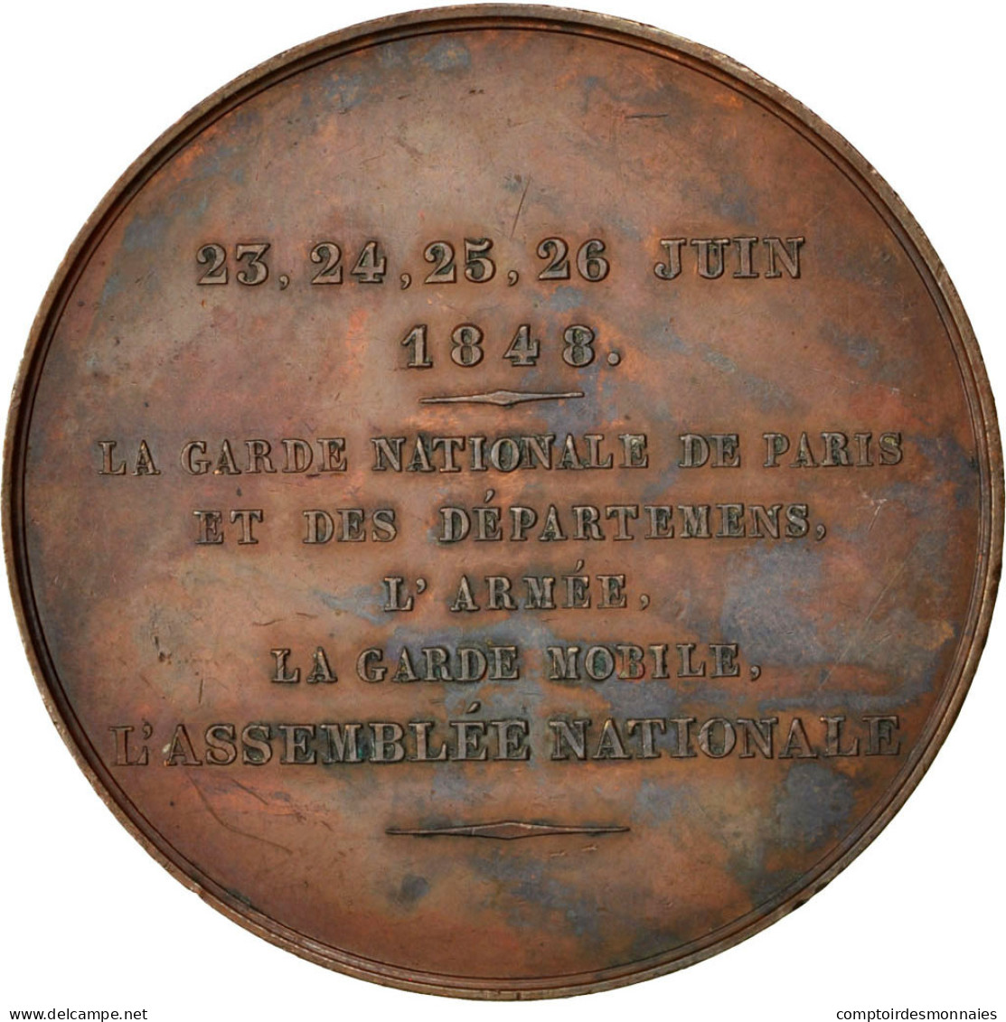 France, Medal, French Second Republic, Politics, Society, War, 1848, Caqué - Autres & Non Classés