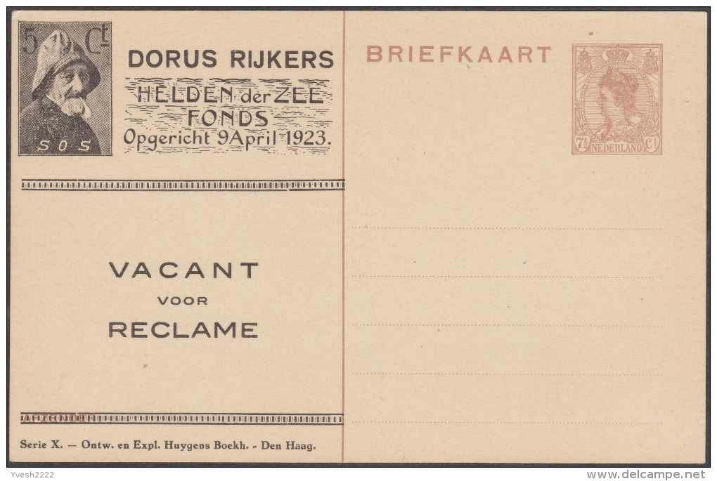 Pays-Bas 1925. Carte Postale Annonces Sans Annonce. Au Profit De L'association De Theodorus Rijkers, Sauveteur En Mer - First Aid