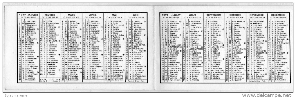 Calendrier 1977 Pharmacie André Moitier Place D'Armes à Albert (80) Dans Le Port De Brest - Petit Format : 1971-80