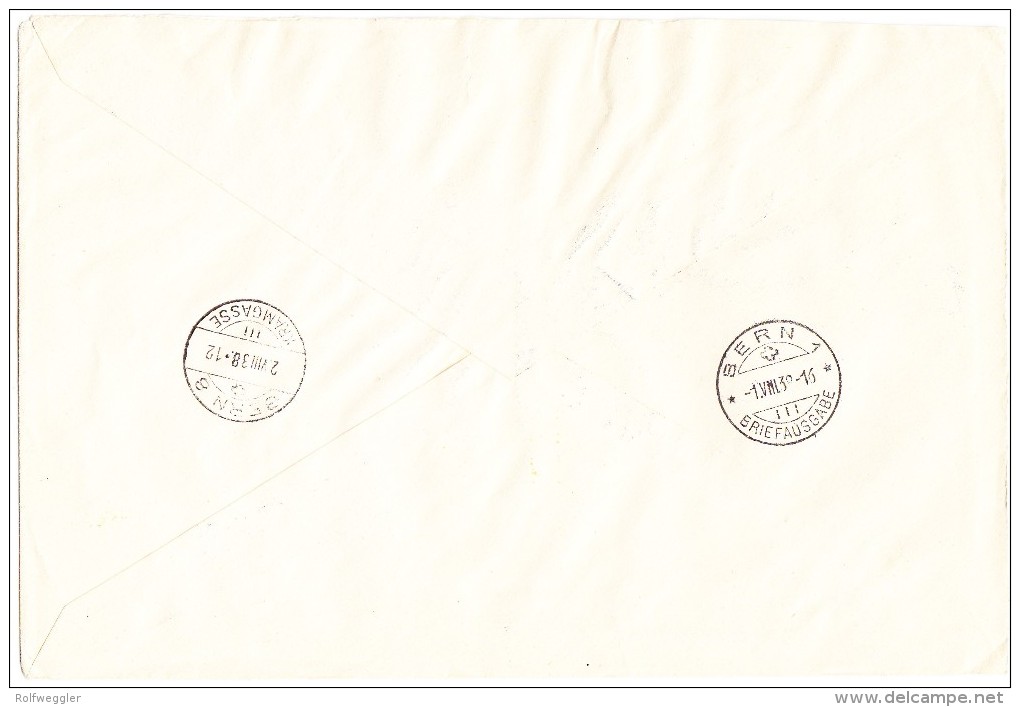 Liechtenstein Mi#bloc 3 Zu#141 3.Briefmarken Austellungsblock 30.7.1938 FDC-R-Brief Nach Bern Mit AK-Stempel - Air Post