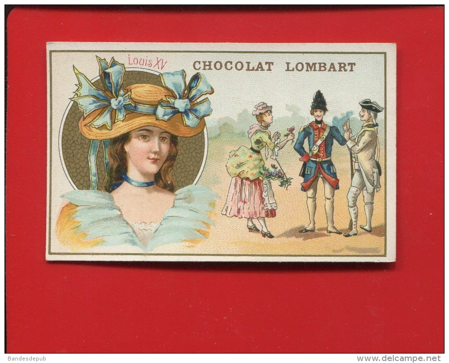 LOMBART TRES JOLIE CHROMO DOREE LOUIS XV COIFFURE CHAPEAU JEUNE FEMME 1900 TRES BON ETAT - Lombart