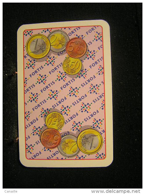 Playcard - 2  Dos De Carte A Jouer,avec Publicitè - Fortis Bang, Pièces D'euros - Autres & Non Classés