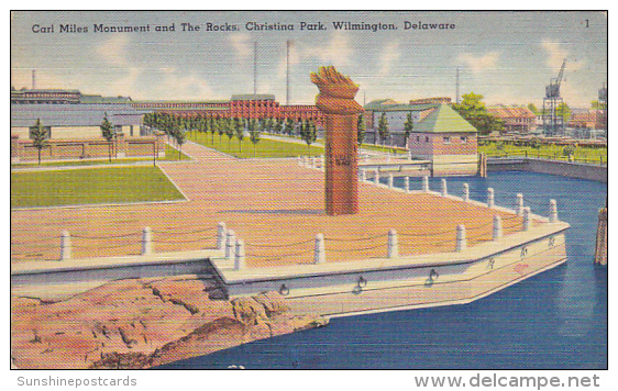 Delaware Wilmington Carl Miles Monument And The Rocks Christina Park - Wilmington