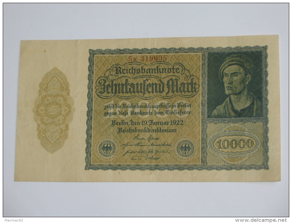 10 000 Zehntaufend Mark 1922 -  Reichsbanknote - Germany - Allemagne **** EN ACHAT IMMEDIAT **** - 10.000 Mark