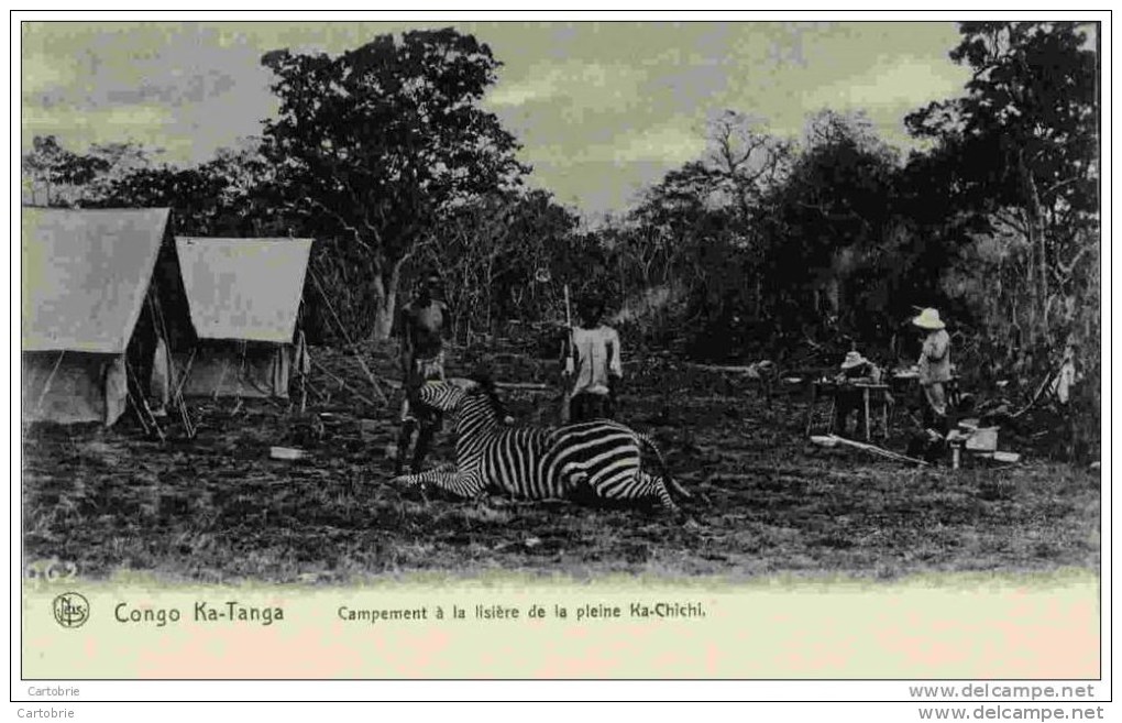 CONGO - Ka-Tanga - Campement à La Lisière De La Plaine Ka-Chichi - Animée - ZÈBRE - Congo Belge