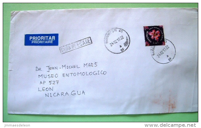 Romania 2010 Cover To Nicaragua - Flower Lilium - Covers & Documents