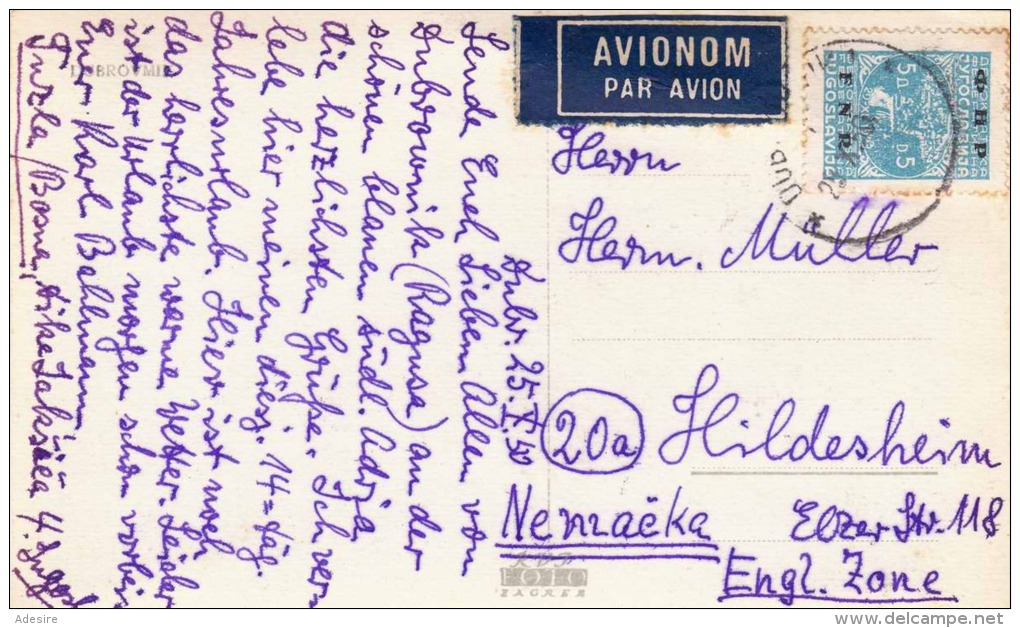 DUBROVNIK 1950 - Ak Gel.als FP, Briefmarke Mit Überdruck - Jugoslawien