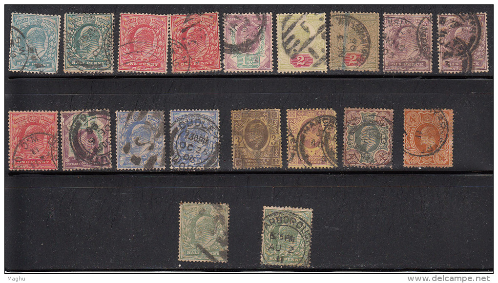 18 Diff., Edward Used 1902 - 1911, Some Shades, GB Great Britain - Usati