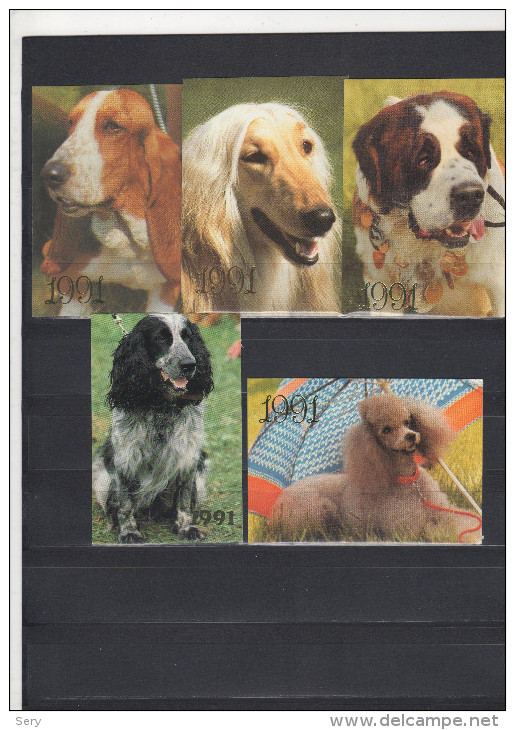 USSR 1991   5 V Dogs Dog Chien Chiens Hund Hunde Cane Cani Hond Honden - Tamaño Pequeño : 1991-00