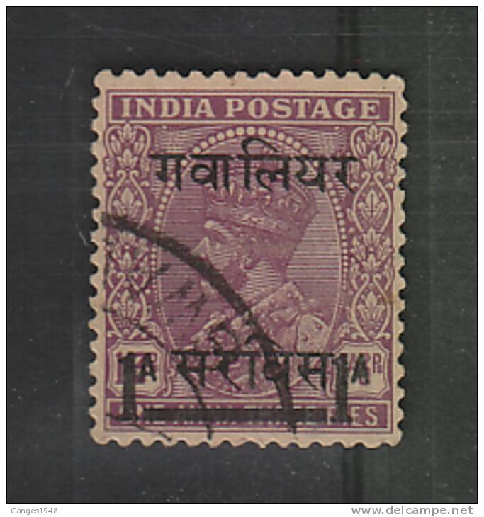 GWALIOR State India KG V  1A3P  SG 090  Used  #  58092 S  Indien Inde - Gwalior