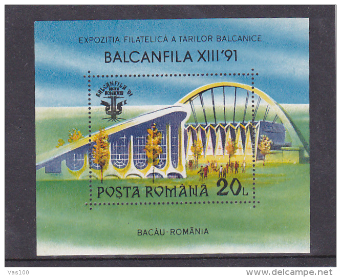 BALCANFILA, PHILATELIC EXHIBITION, C.264, MNH**,  BLOCK, 1991, ROMANIA - Ungebraucht