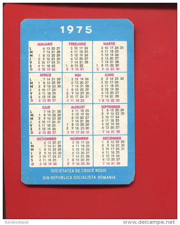 CROIX ROUGE ROUMANIE CRUCIE ROSIE ROMANIA CALENDRIER PETIT FORMAT 1975 PERE NOEL  SIGNE AVIAU ? - Small : 1971-80