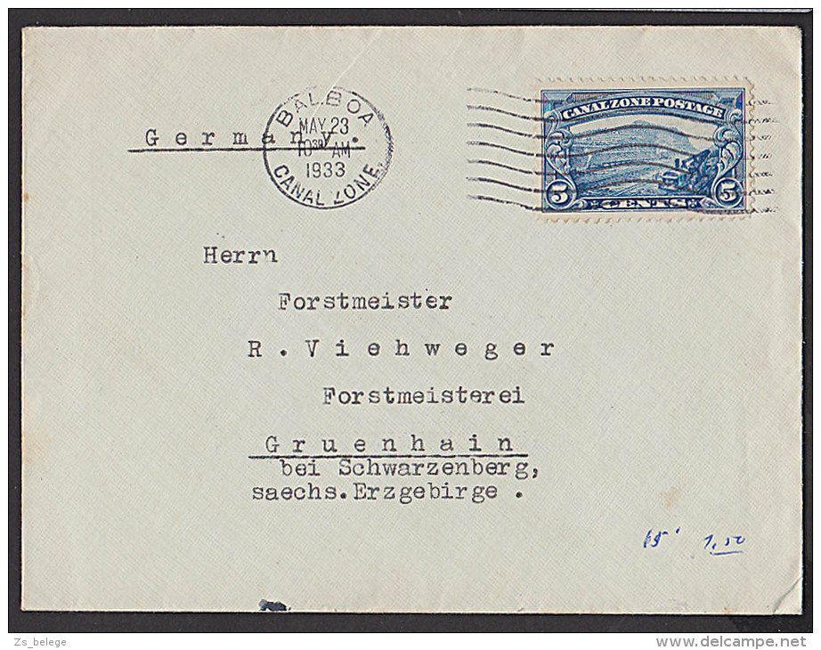 Balboa Canal Zone Par Avion Auslandsbrief Letter To Alemania 1933 Stamp Eisenbahn - America (Other)