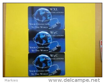 3 Different Cards WXL Communications 200 BEF-300 BEF-500 Bef Used - Cartes GSM, Recharges & Prépayées