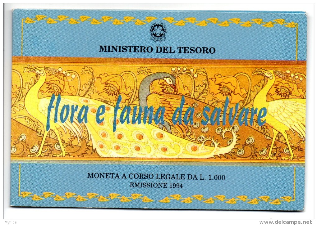 1994 ITALIA  FLORA E FAUNA DA SALVARE LIRE 1000 ARG FDC - Herdenking